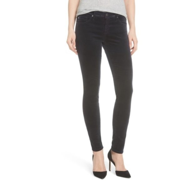 AG Super Skinny Dark Gray Velvet Leggings Jeans - Picture 1 of 6